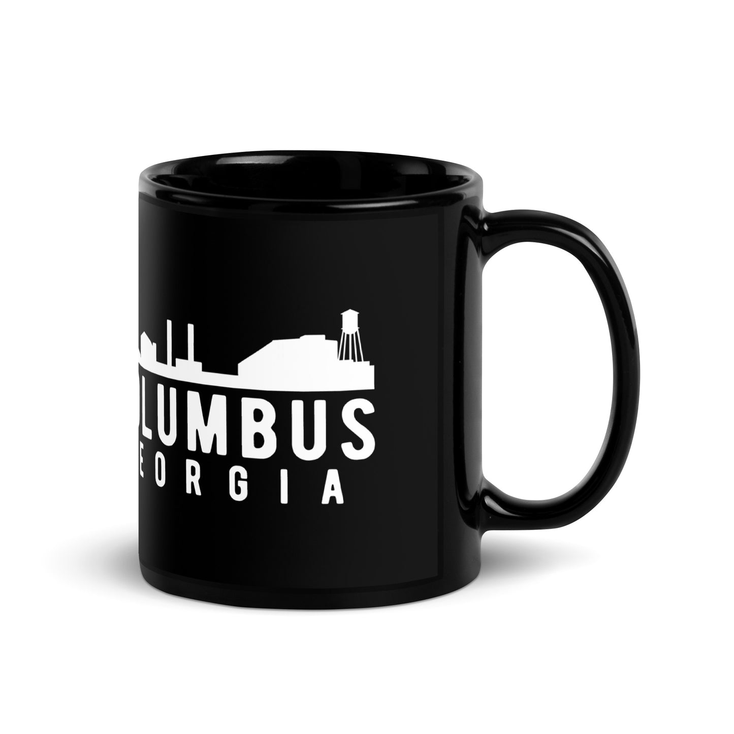 Columbus Georgia Skyline Black Glossy Mug