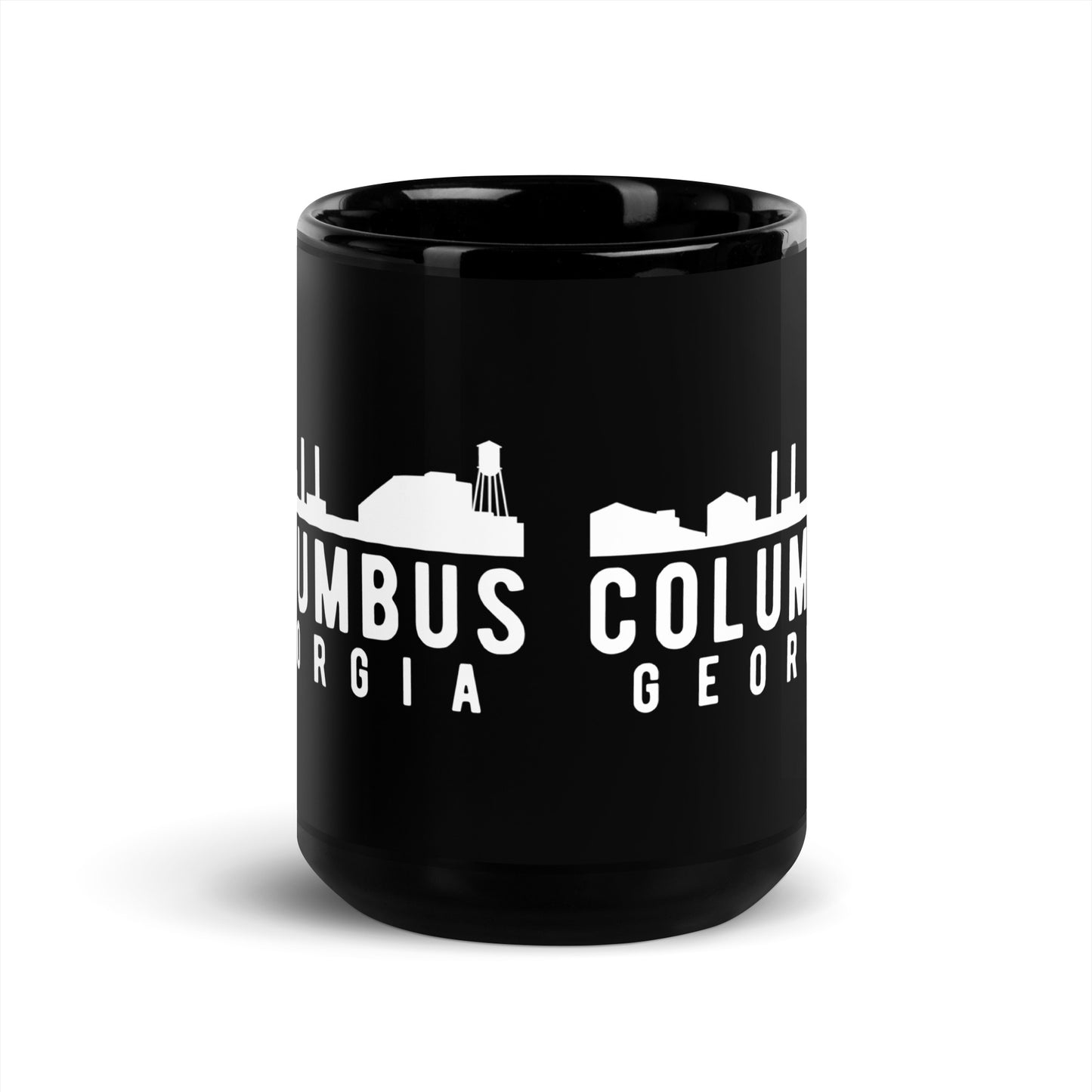 Columbus Georgia Skyline Black Glossy Mug