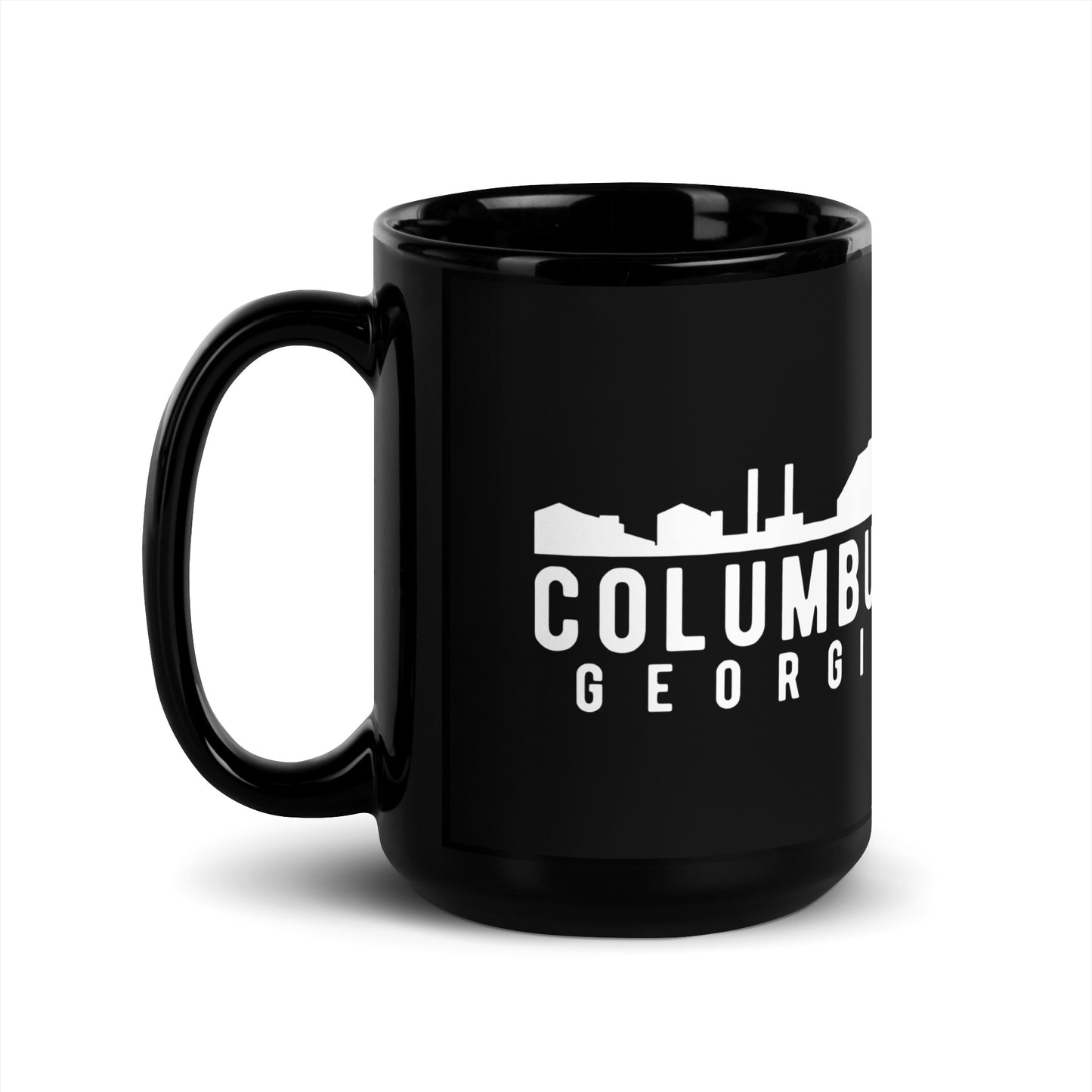 Columbus Georgia Skyline Black Glossy Mug