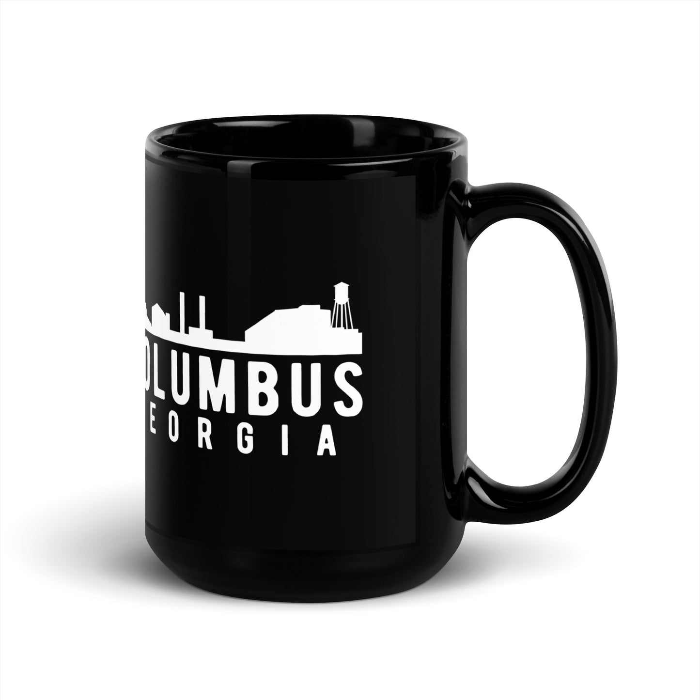 Columbus Georgia Skyline Black Glossy Mug